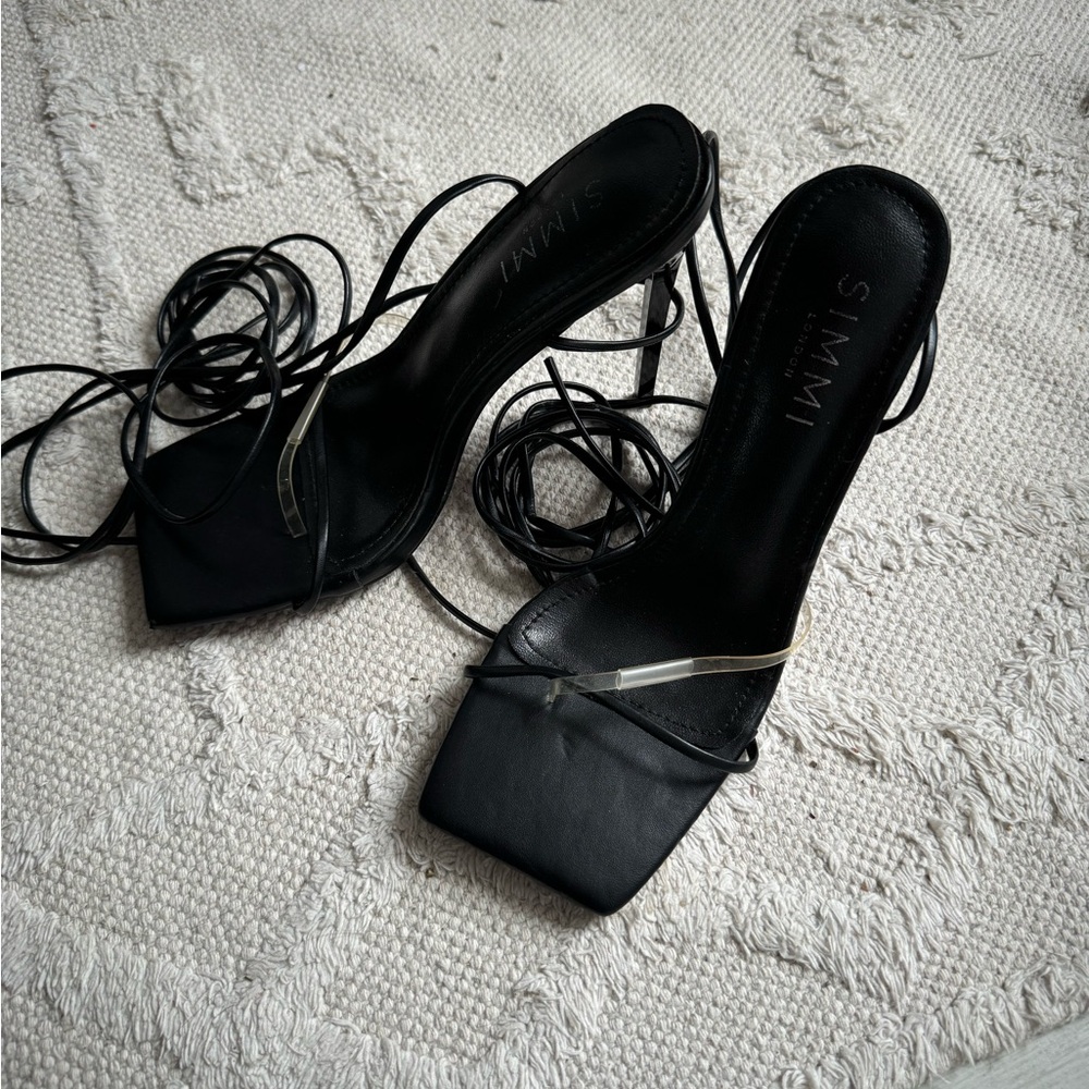 SIMI London tie up black heels - never worn